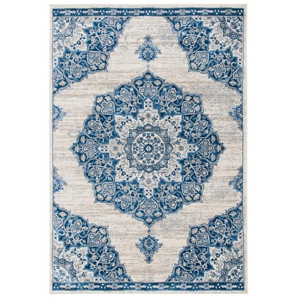 Safavieh 3 x 5 ft. Brentwood Transitional Rectangle Power Loomed Rug Ivory & Navy BNT802D-3 - main